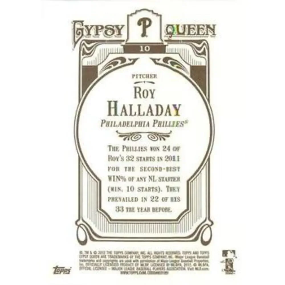 2012 Topps Gypsy Queen Roy Halladay # 10a Philadelphia Phillies